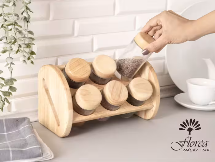 استند ادویه اوین 6 تایی اوین شیشه ساده کد AV-5006 فلورا