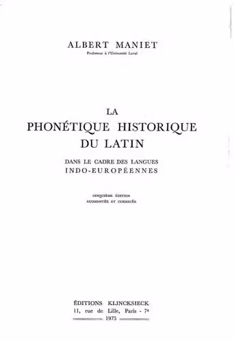 خرید و دانلود نسخه کامل کتاب La phonétique historique du latin