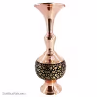 گلدان مسی خاتم کاری شده اصفهان 16 سانتی مدل گیلاسی کد MJ-92