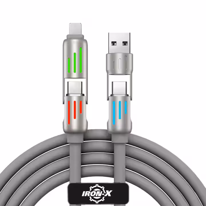 کابل تبدیل USB/USB-C به لایتنینگ/USB-C آیرون ایکس مدل SUPERFAST240W 4IN1 طول 1 متر