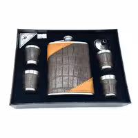 ست قمقمه جیبی استیل چهار شات مدل چرم کد L530344