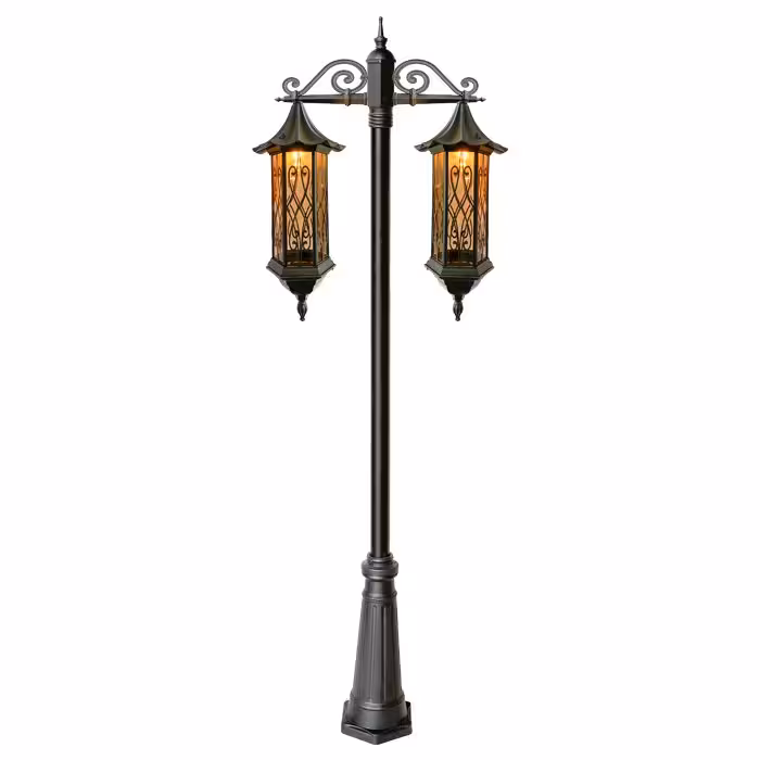 چراغ پارکی دوشاخه لاکچری پرو بزرگ