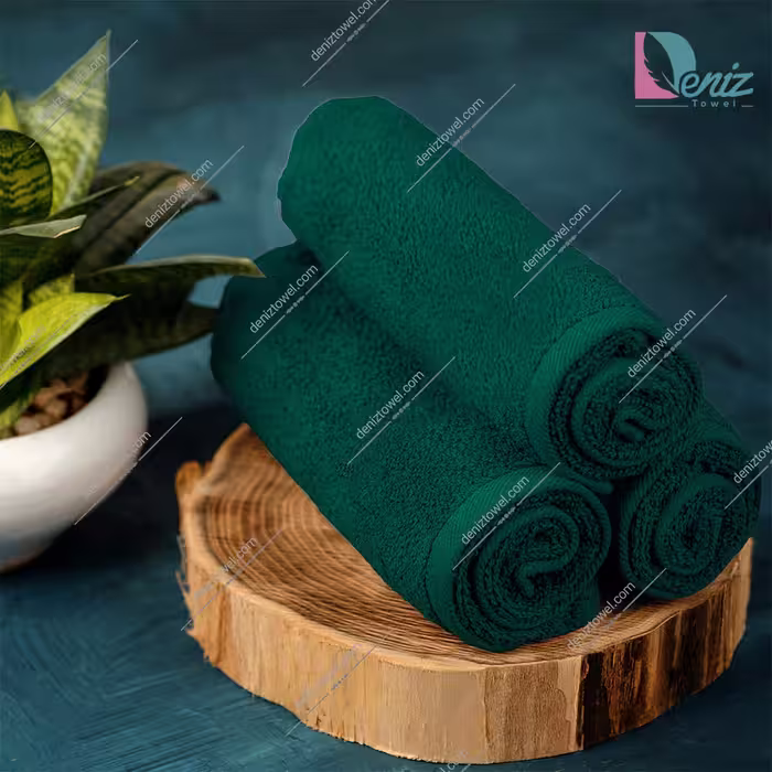 حوله دستی بسته سه عددی ساده رنگ یشمی