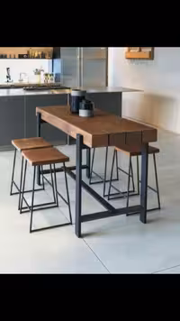 تک میز فایبر گلاس چوب فلز کد روستیک  8551