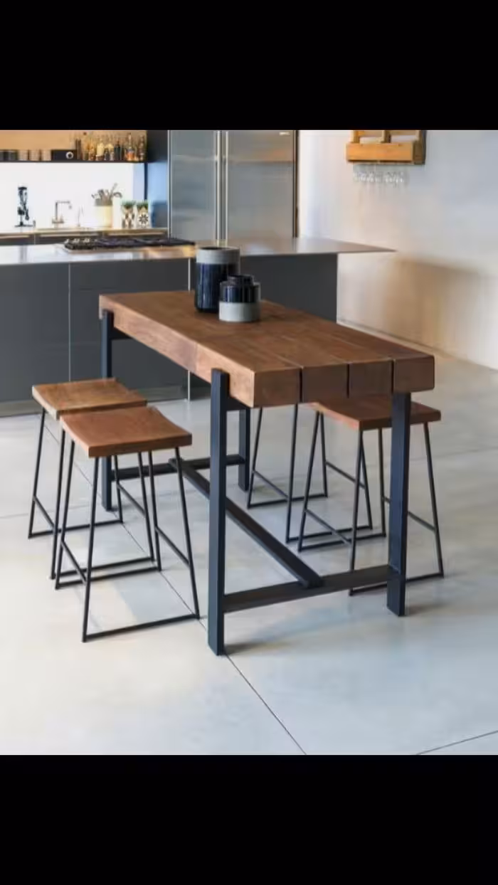 تک میز فایبر گلاس چوب فلز کد روستیک  8551