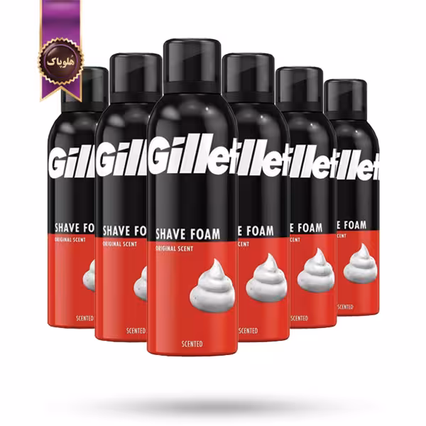 6 عدد فوم اصلاح مردانه ژیلت Gillette مدل رایحه کلاسیک Original Scent حجم 300 میلی‌لیتر (اورجینال)