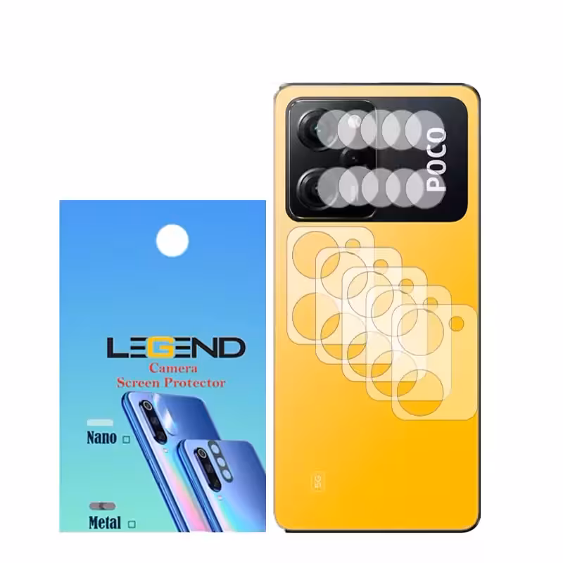 محافظ لنز دوربین لجند مدل نانوگلس مناسب برای موبایل شیائومی Poco X5 Pro بسته 5 عددی