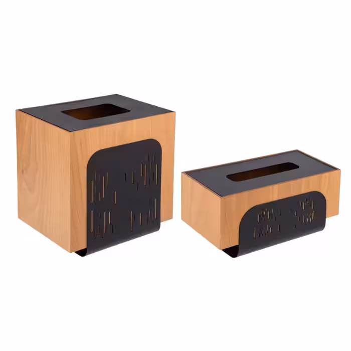 ست سطل و جای دستمال کاغذی رزاری کد 747 رنگ مشکی