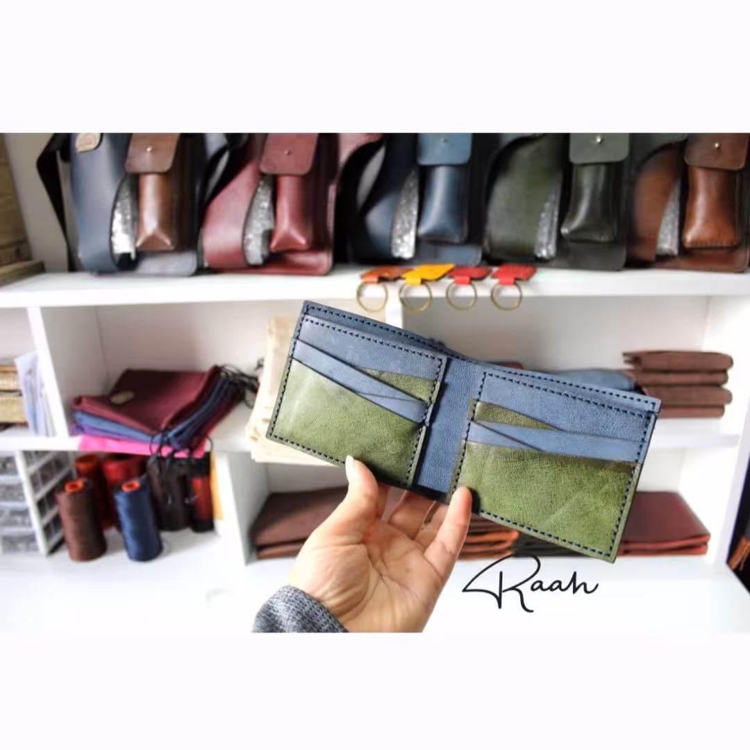 کیف پول جیبی چرم طبیعی بزی