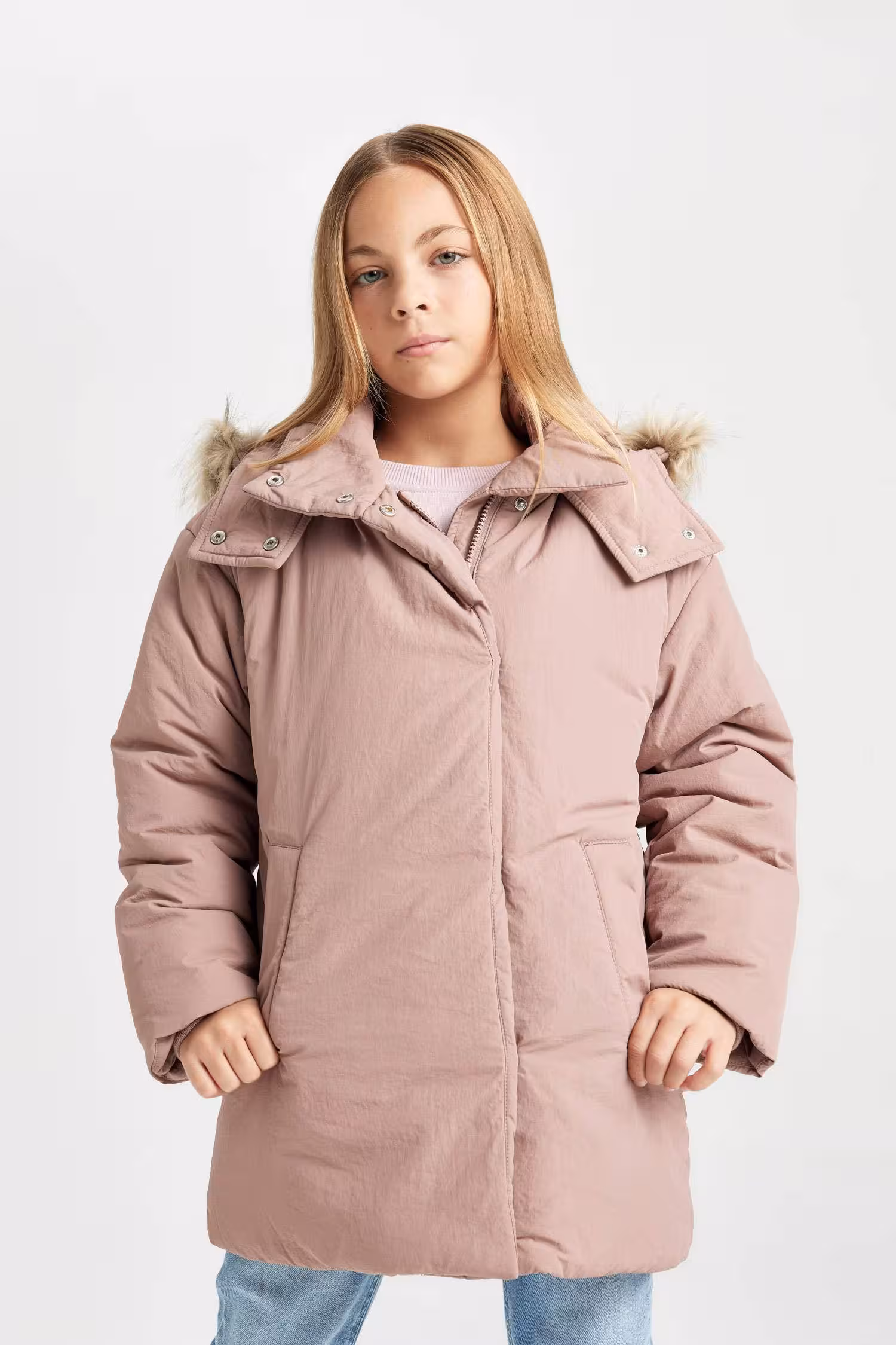 کاپشن دخترانه زرشکی دفکتو