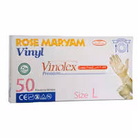 دستکش وینولکس(وینیل) رز مریم سایز بزرگ بسته 50 عددی