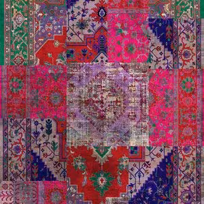 فرش تمام ابریشم  طرح پازل هفت رنگ کد HAG.707.04