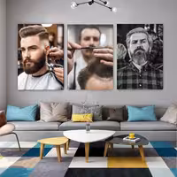 تابلو شاسی طرح آرایشگاه مردانه 1 کد FP104852 مجموعه 3 عددی | دنیای قاب