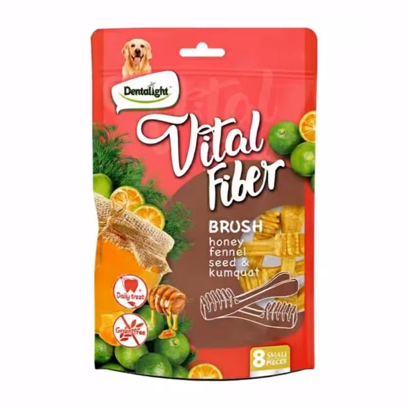 تشویقی سگ دنتالایت Vital Fiber طعم عسل، دانه رازیانه و کامکوات مناسب سلامت دندان