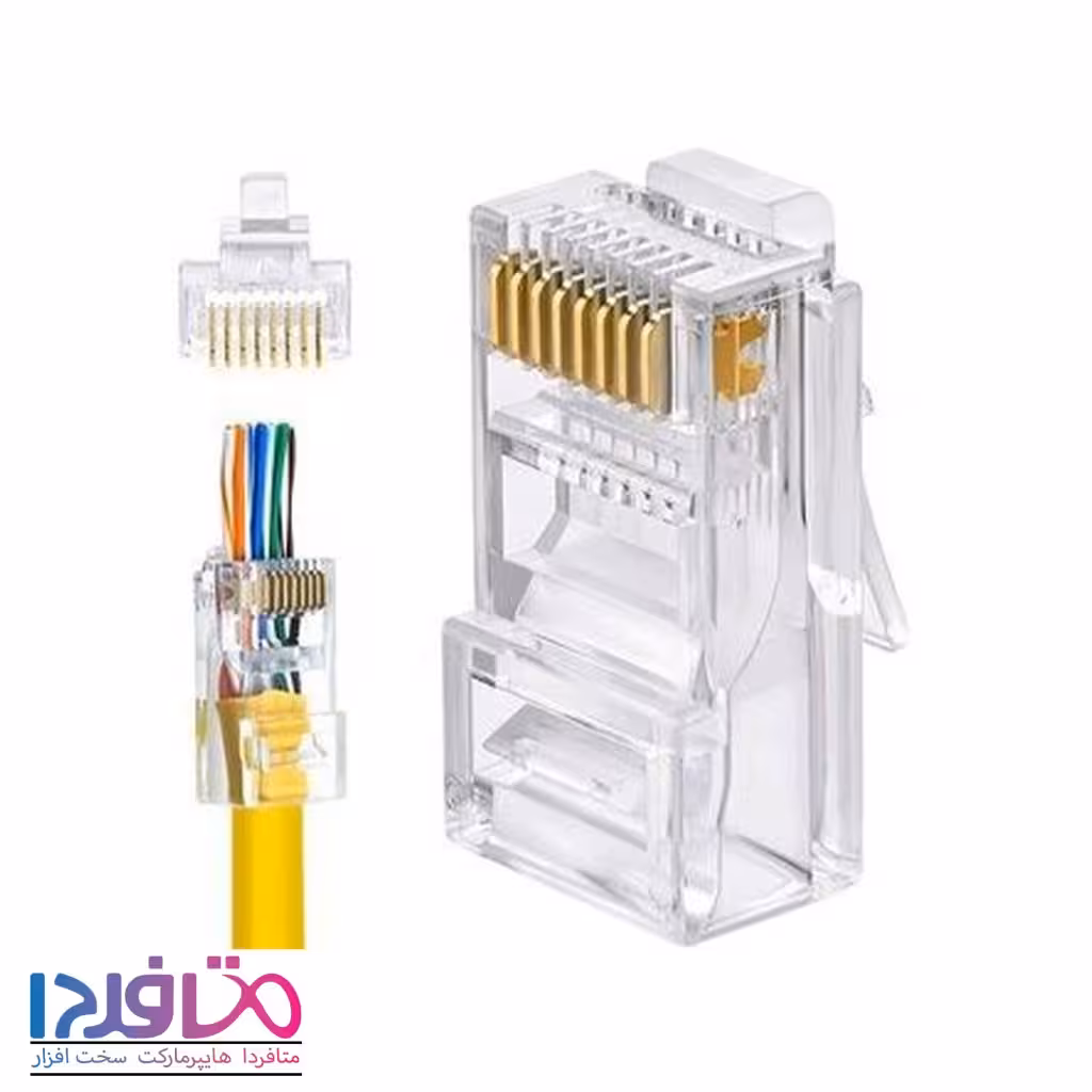 سوکت دی نت مدل RJ45 CAT6 میان گذر شفاف شیشه ای