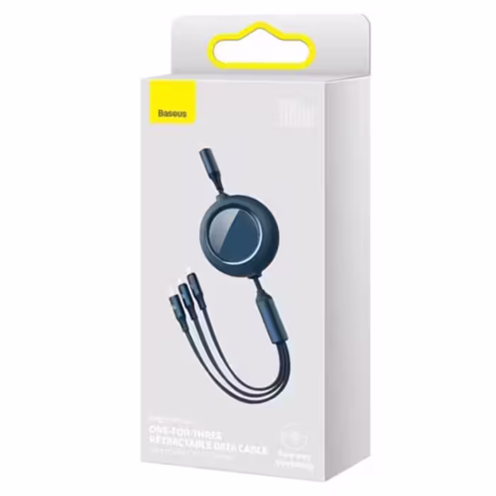 کابل تبدیل سه سر باسئوس دارای سیم جمع کن با توان 100 وات مدل CAMLC-AMJ01