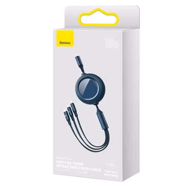 کابل تبدیل سه سر باسئوس دارای سیم جمع کن با توان 100 وات مدل CAMLC-AMJ01