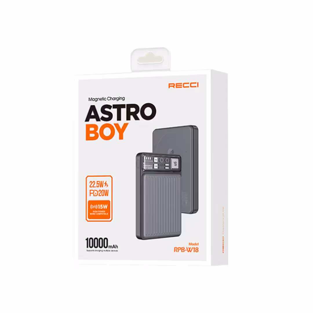 پاوربانک وایرلس شارژ 10000 رسی RECCI POWER BANK MAGNETIC CHARGING ASTRO BOY RPB-W18