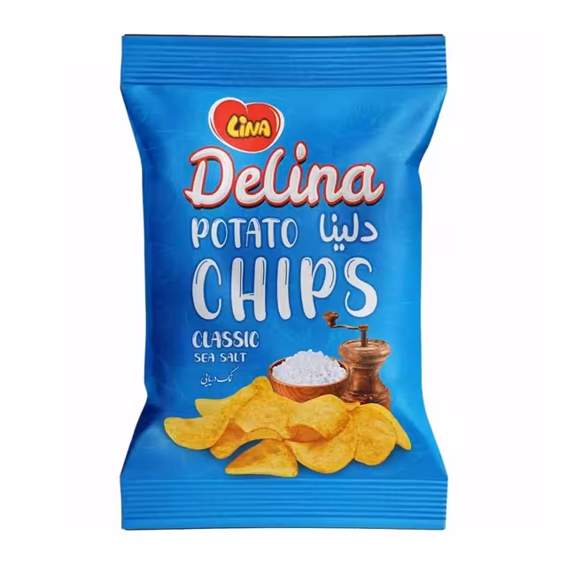چیپس لینا مدل دلینا با طعم نمک دریایی 60 گرمی