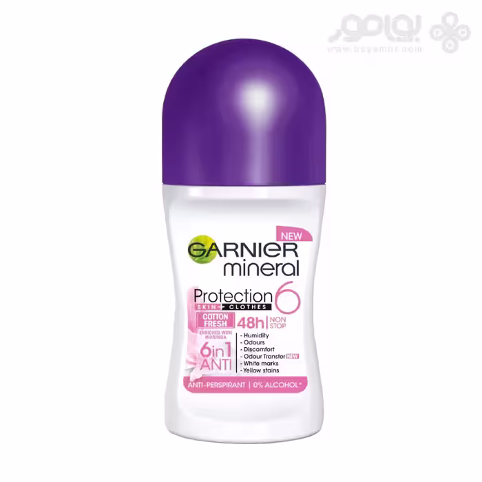 رول دئودورانت زنانه گارنیر مدل 6in1 رایحه COTTON FRESH