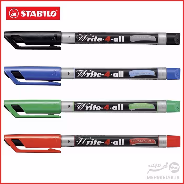 بلیستر چهار عددی ماژیک همه کاره استابیلو STABILO Permanent Marker Pen Write-4-all – Fine – Pack of 4