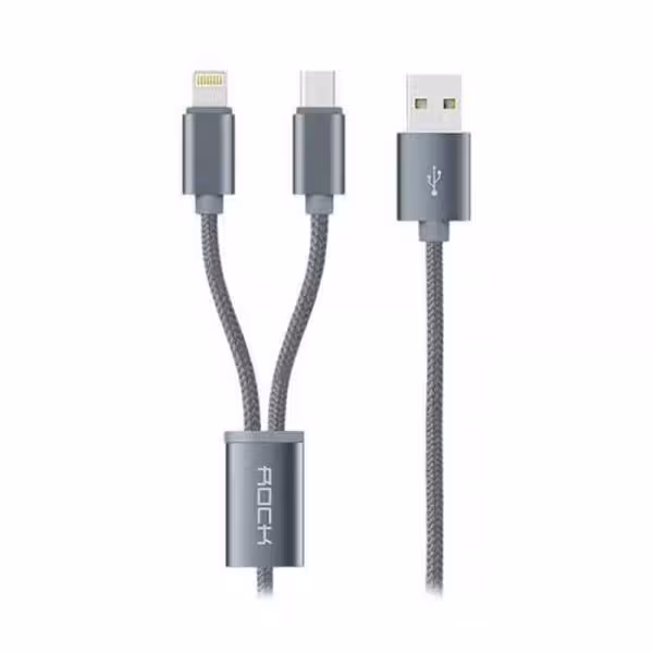 Quick Charge & Data 2in1 Micro USB & iPhone ROCK RCB0469 | کابل دیتا و شارژ میکرو یو اس بی و آیفون راک