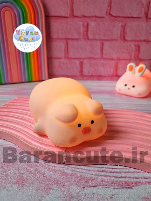 چراغ خواب نرم سیلیکونی لمسی طرح خوک خوابیده کیوت