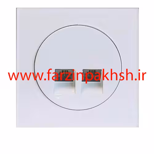 پریز سوکت تلفن دوقلو(4 خط) توکار دلند مدل آوا پلکسی قاب سفید