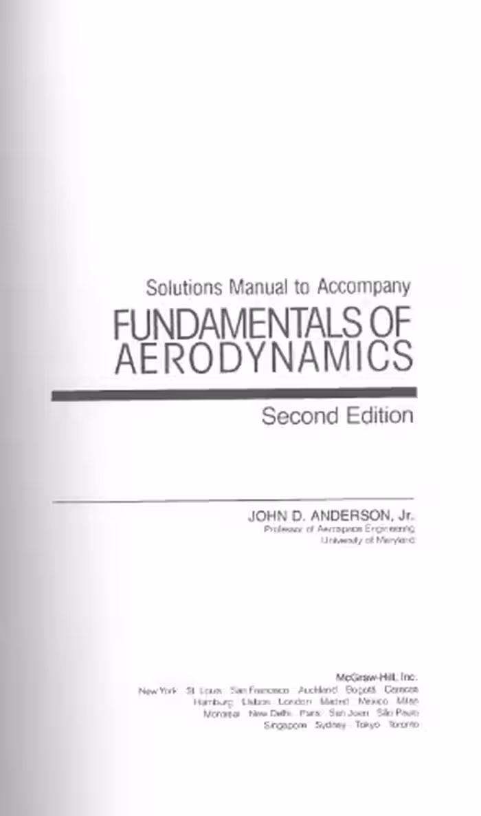 خرید و دانلود نسخه کامل کتاب Solutions Manual to Accompany Fundamentals of Aerodynamics