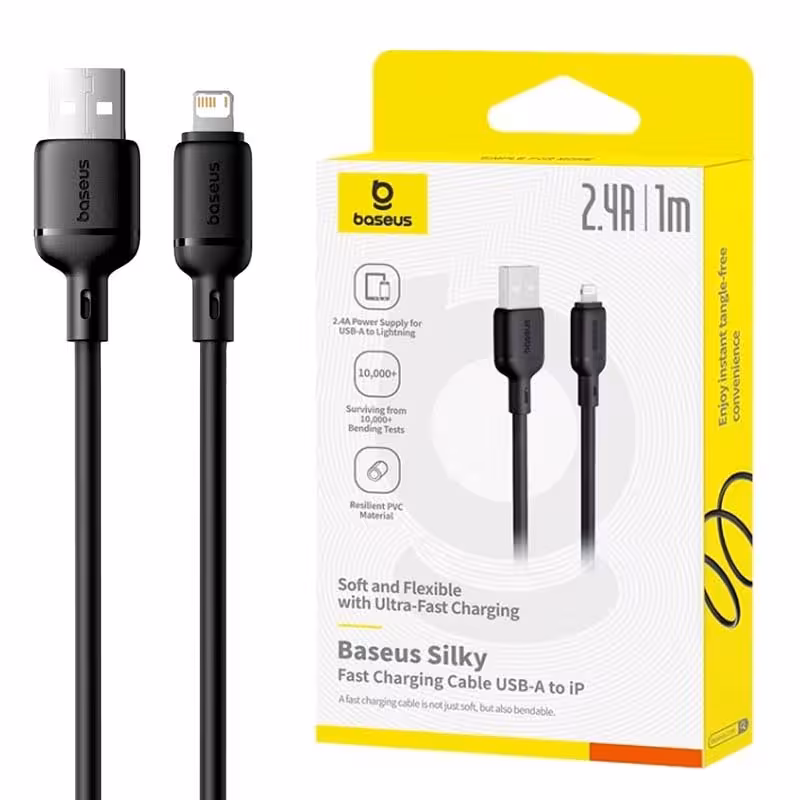 کابل شارژر اپل USB به Lightning باسئوس طول 1 متر