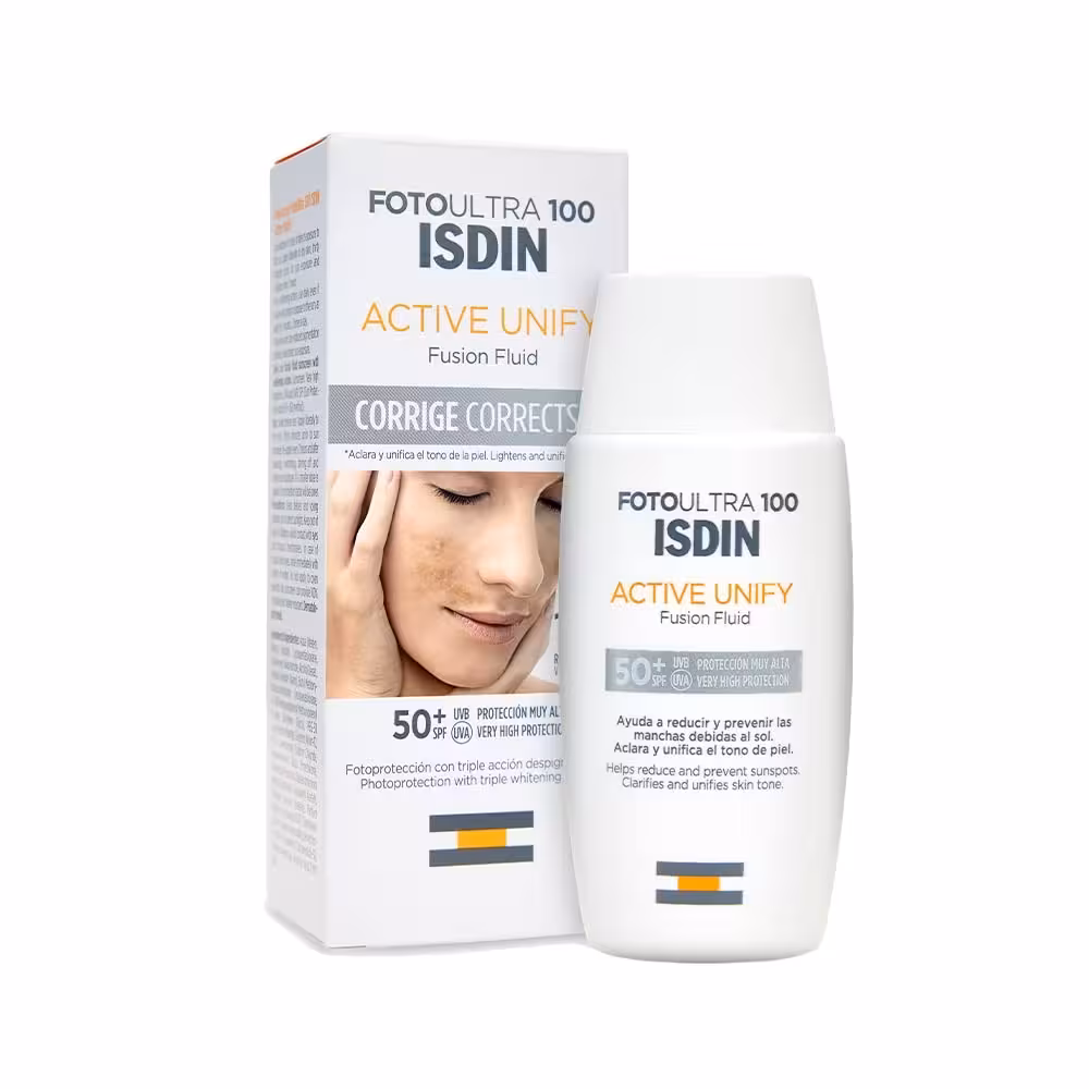 کرم ضد افتاب ضد لک ایزدین فوتو اولترا بی رنگ اکتیو یونیفای ISDIN FotoUltra 100 Active Unify Color Fusion Fluid SPF50