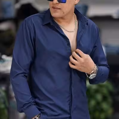 پیراهن سرمه ای مردانه دوشین دکمه مخفی ارسال رایگان