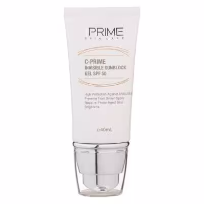 ژل ضد آفتاب بی‌رنگ پرایم SPF50 مدل C-Prime مناسب برای انواع پوست، حجم 40 میلی‌لیتر