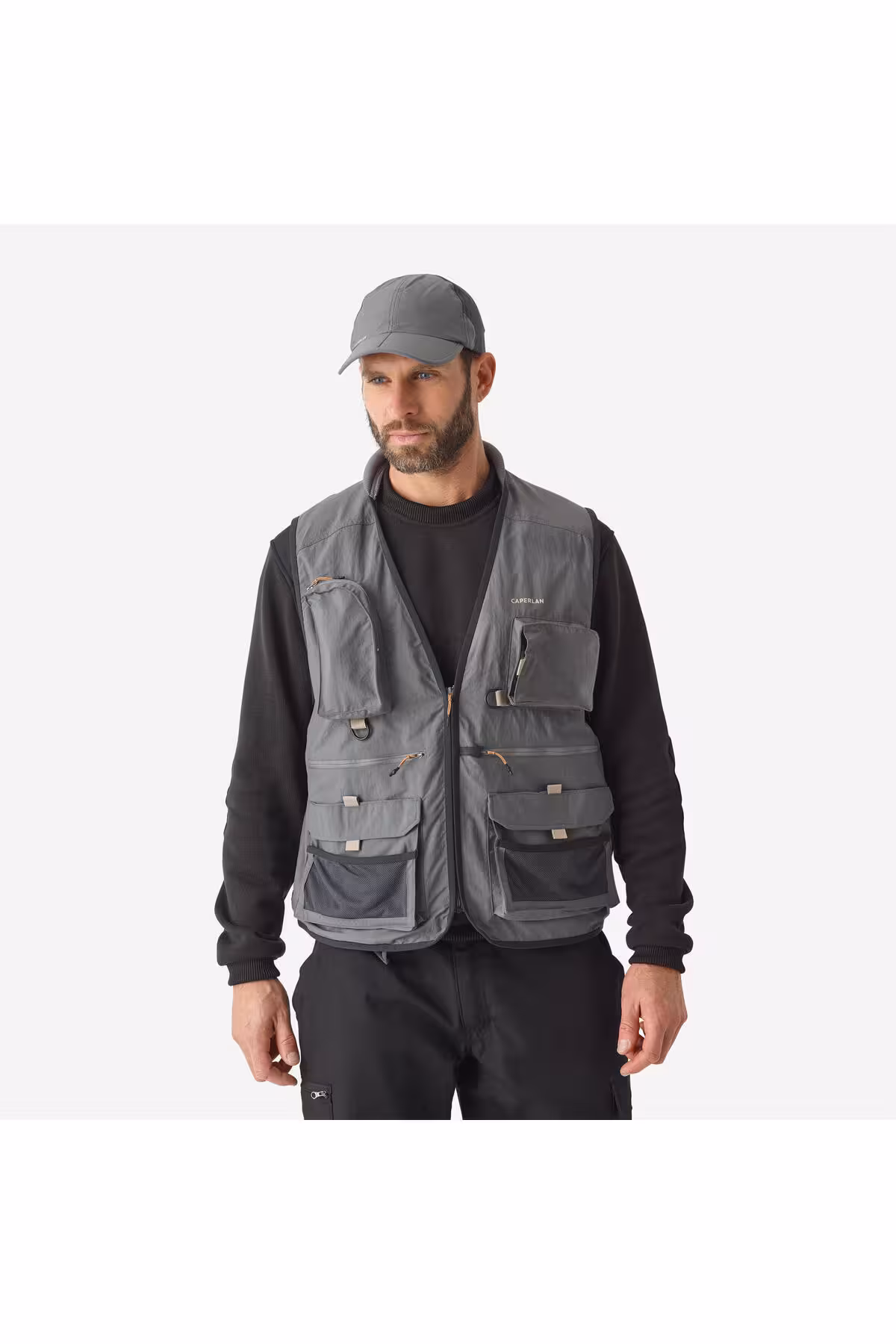 مردانه جلیقه ماهیگیر CAPERLAN خاکستری FV 500 Decathlon