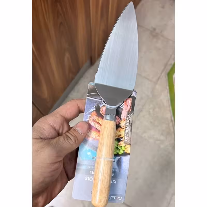 کاردک برش کیک و پیتزا دسته چوبی | amazonchi