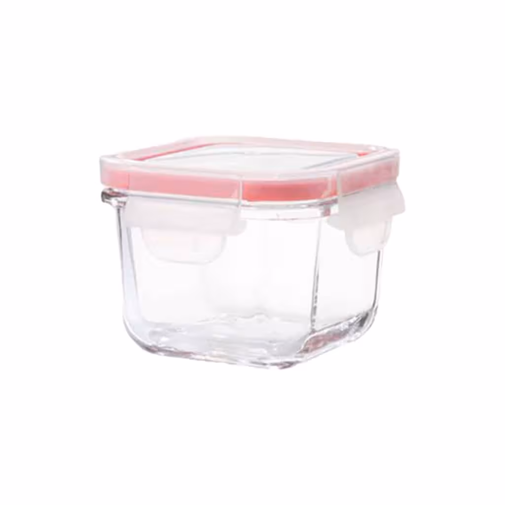 ظرف شیشه ای مربع دربدار 200 میلی لیتری لیمون 1976