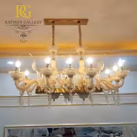 لوستر لاینر مورانو کرم رنگ و بدنه طلایی