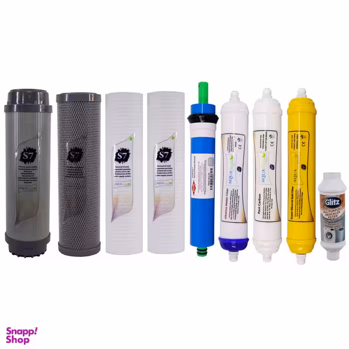 فیلتر دستگاه تصفیه آب آکوآ اسپرینگ مدل F-S7-H9L مجموعه 9 عددی به همراه رسوب گیر گلیتز