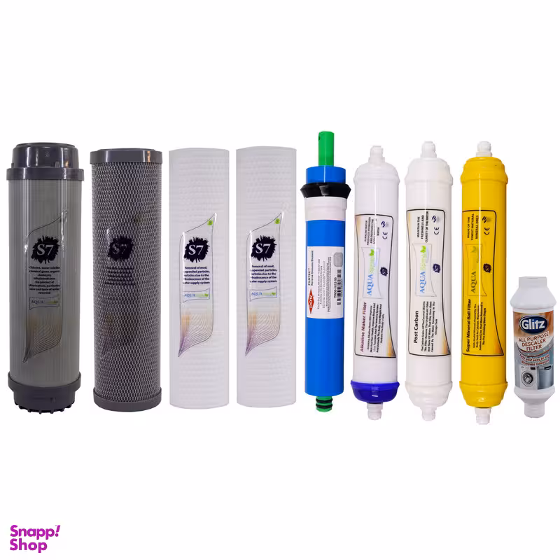 فیلتر دستگاه تصفیه آب آکوآ اسپرینگ مدل F-S7-H9L مجموعه 9 عددی به همراه رسوب گیر گلیتز