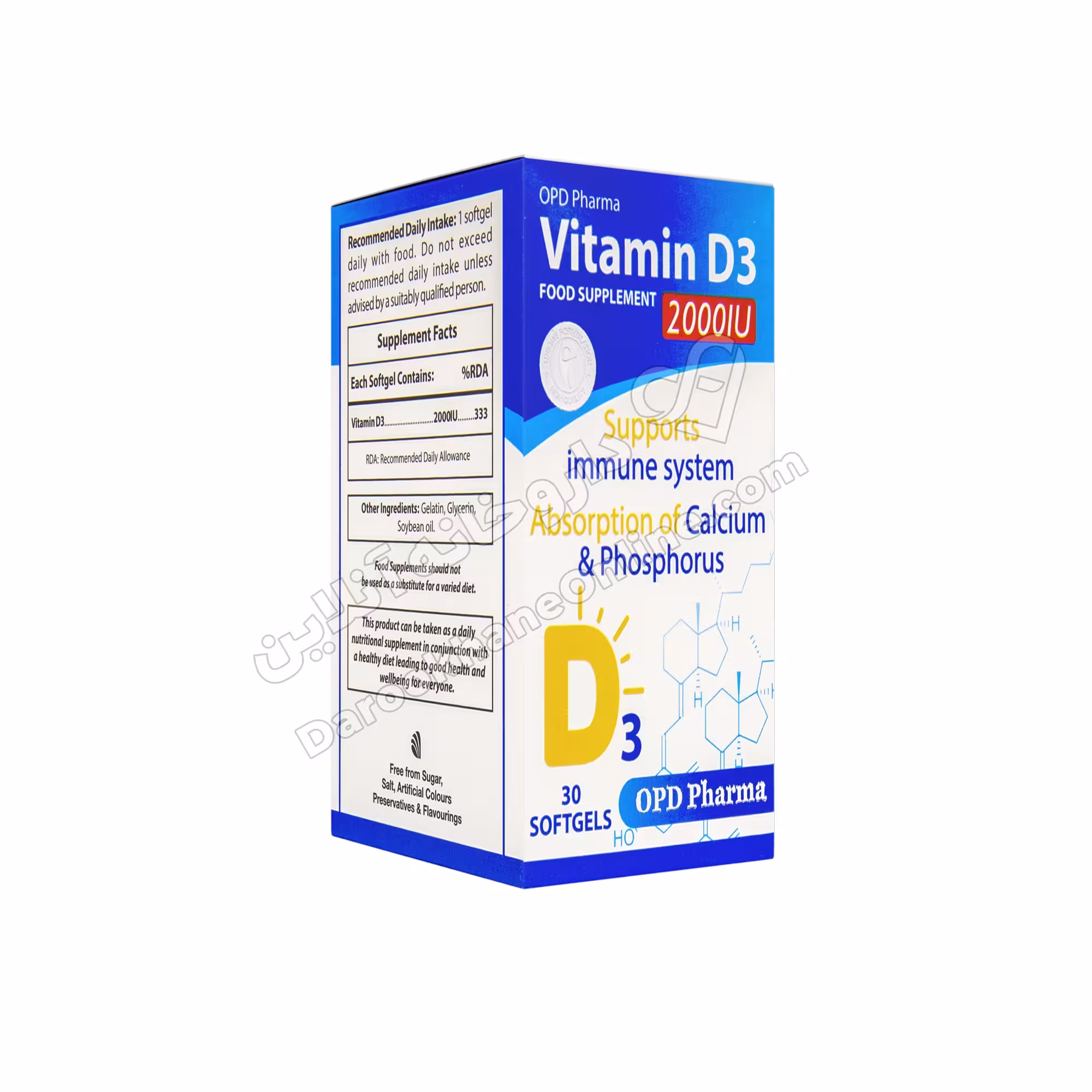 سافت ژل ویتامین د3 او پی دی فارما - 30 عددی