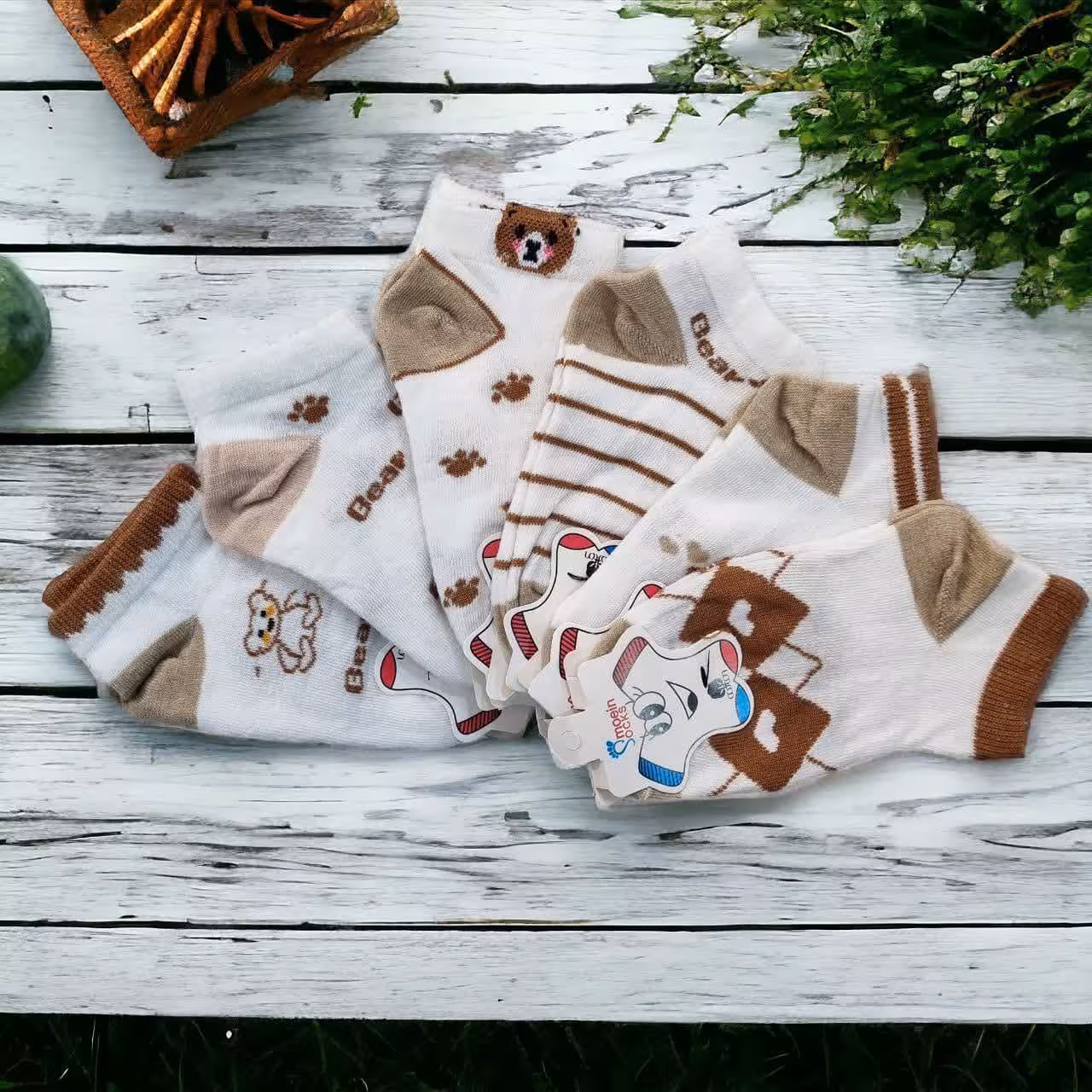 جوراب نیم ساق بچگانه تدی لوزی قلب