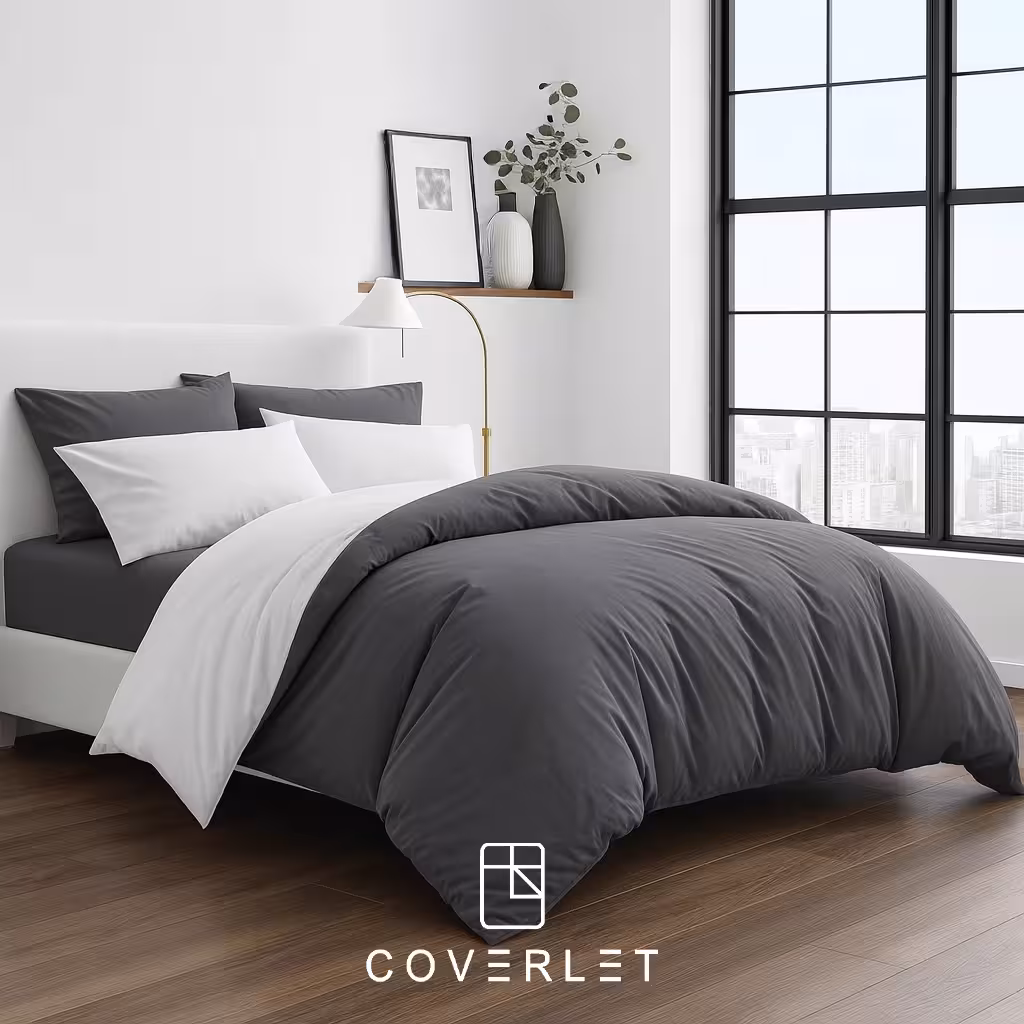 روتختی خاکستری و سفید ساده 6‌تکه کاوری