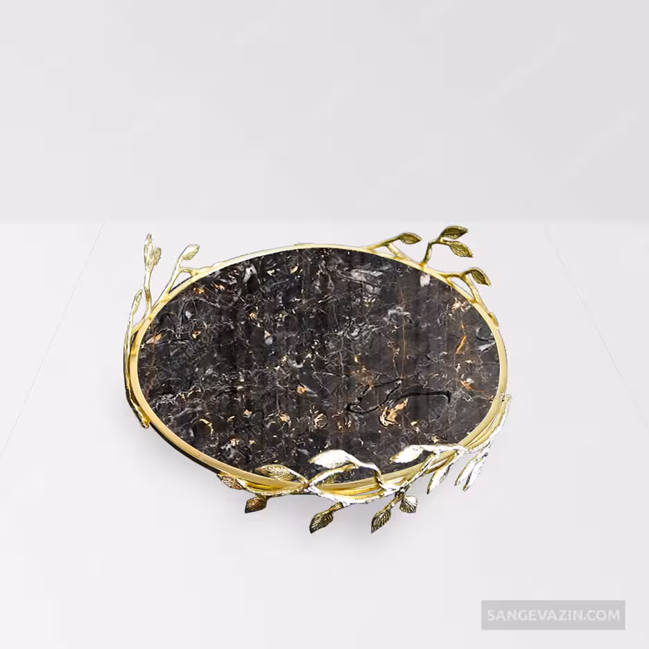 سینی طلایی سنگی ریحان گرد