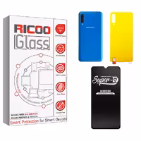 محافظ صفحه نمایش شیشه ای ریکو مدل Ricoo  Super-D مناسب برای گوشی موبایل سامسونگ GALAXY A50  به همراه محافظ پشت گوشی | کالا برتری
