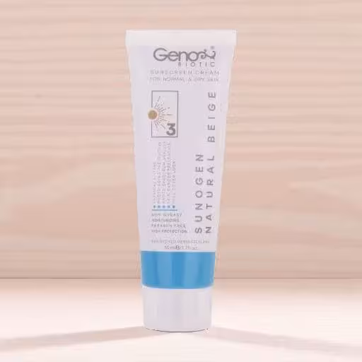 کرم ضدآفتاب رنگی ژنوبایوتیک SPF50 مدل NBD3، مناسب پوست‌های خشک و معمولی