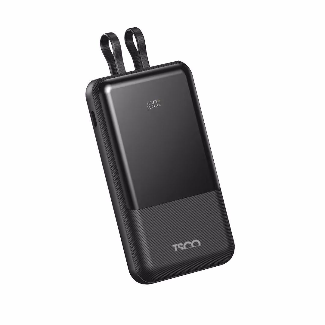 پاوربانک تسکو TSCO مدل TP 936 با ظرفیت 10000 میلی‌آمپر ساعت و کابل‌های داخلی