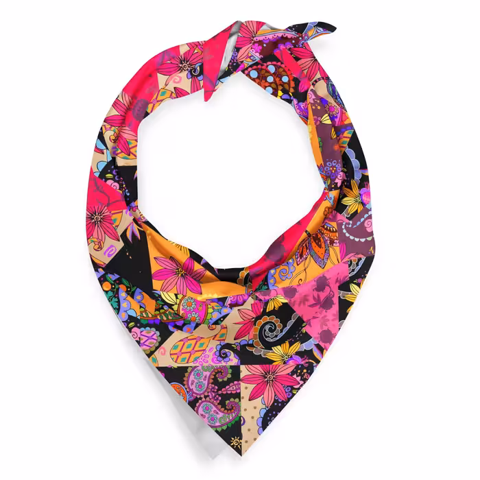 دستمال سر و گردن هاماگراف مدل گل های رنگارنگ