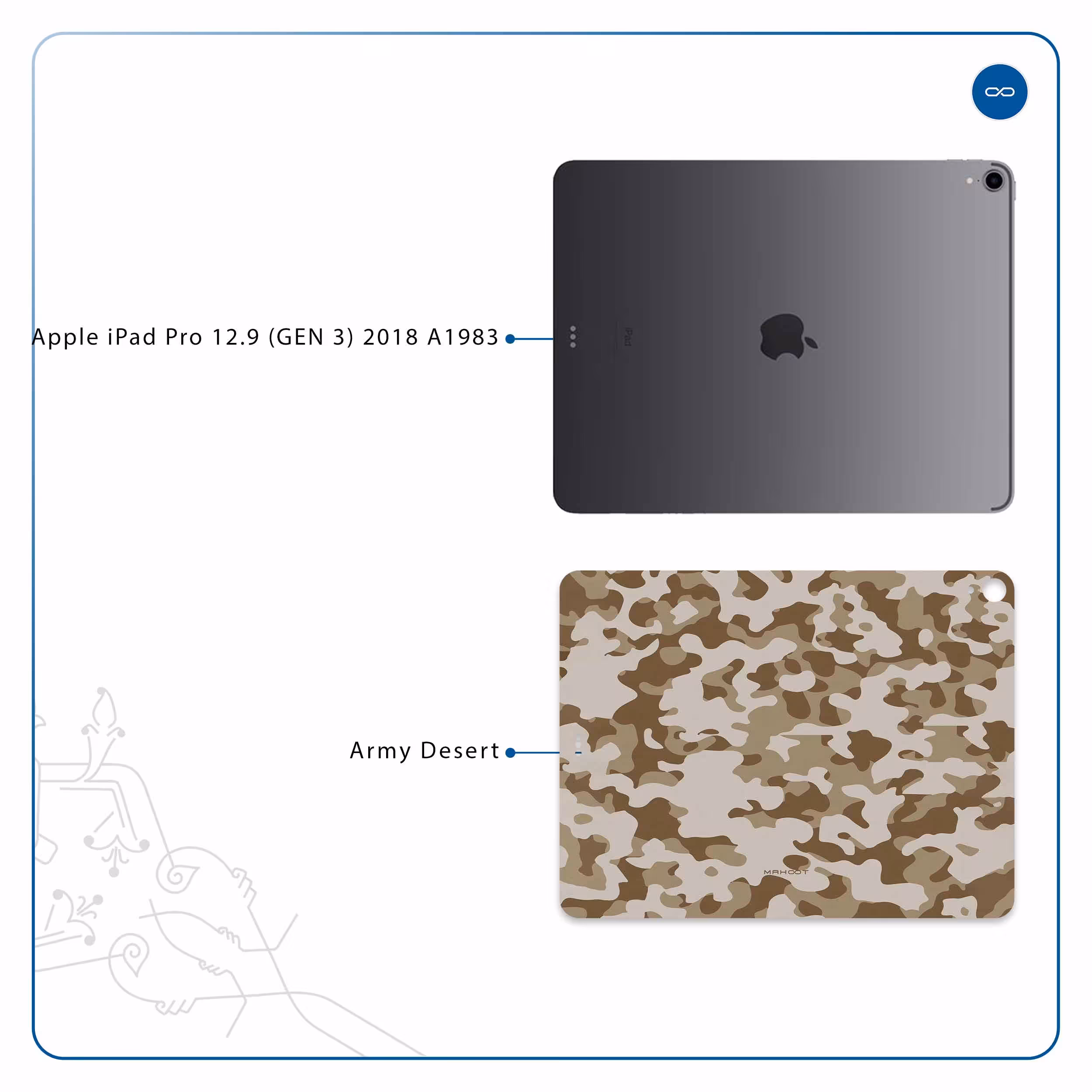 برچسب پوششی ماهوت مدل Army-Desert مناسب برای تبلت اپل iPad Pro 129 (GEN 3) 2018 A1983