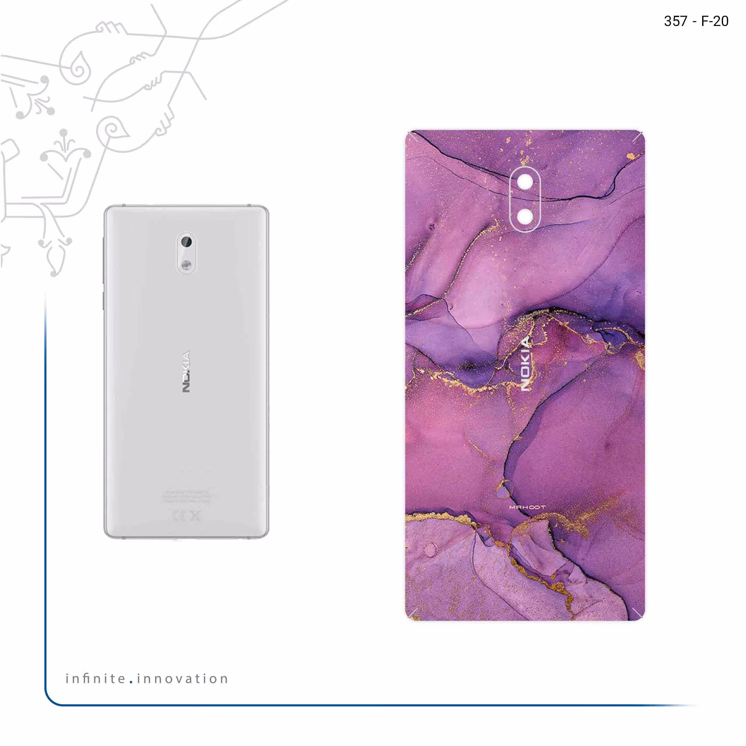 برچسب پوششی ماهوت مدل Purple Marble مناسب برای گوشی موبایل نوکیا 3