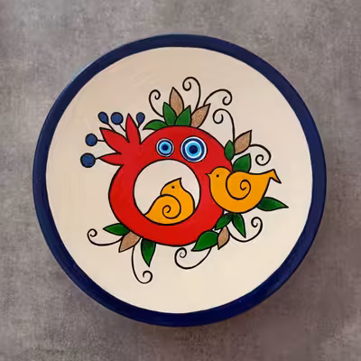 بشقاب دیوارکوب سفالی ماسالند مدل یلدایی مجموعه 3 عددی